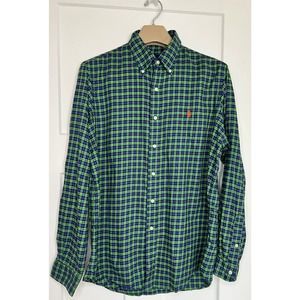 Ralph Lauren Button Down Blue Green‎ Plaid Large